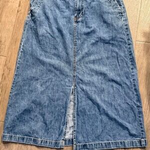 Vintage y2k 2000s White Stag blue denim maxi skirt with slit Size 14